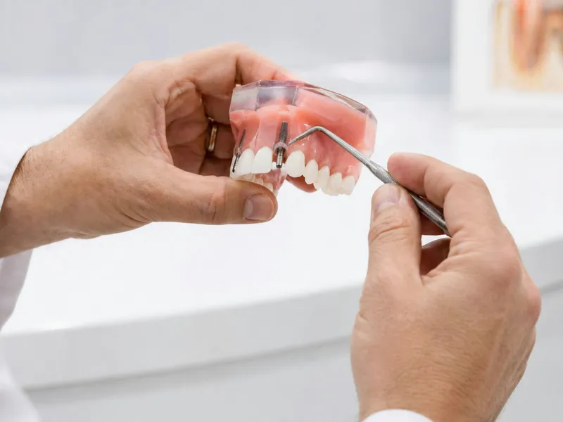 Modelo dental con implantes dentales